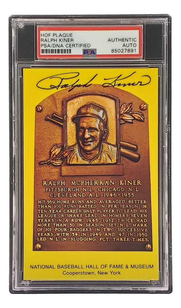 Ralph Kiner Signed 4x6 Pittsburgh Pirates HOF Plaque Card PSA/DNA 85027891 Sports Integrity
