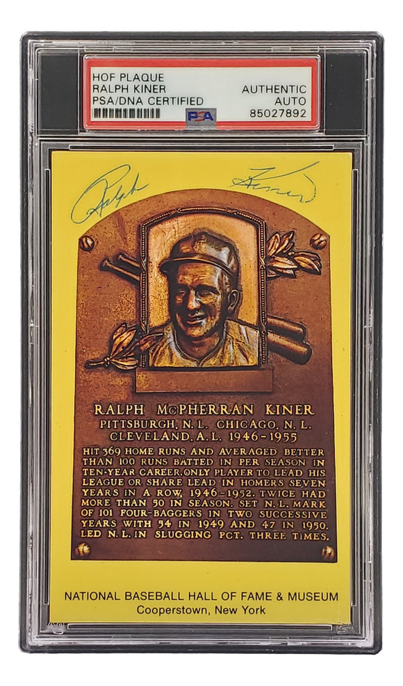 Ralph Kiner Signed 4x6 Pittsburgh Pirates HOF Plaque Card PSA/DNA 85027892 Sports Integrity