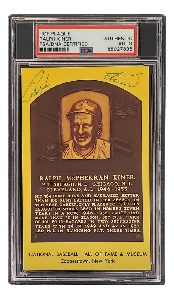 Ralph Kiner Signed 4x6 Pittsburgh Pirates HOF Plaque Card PSA/DNA 85027896 Sports Integrity