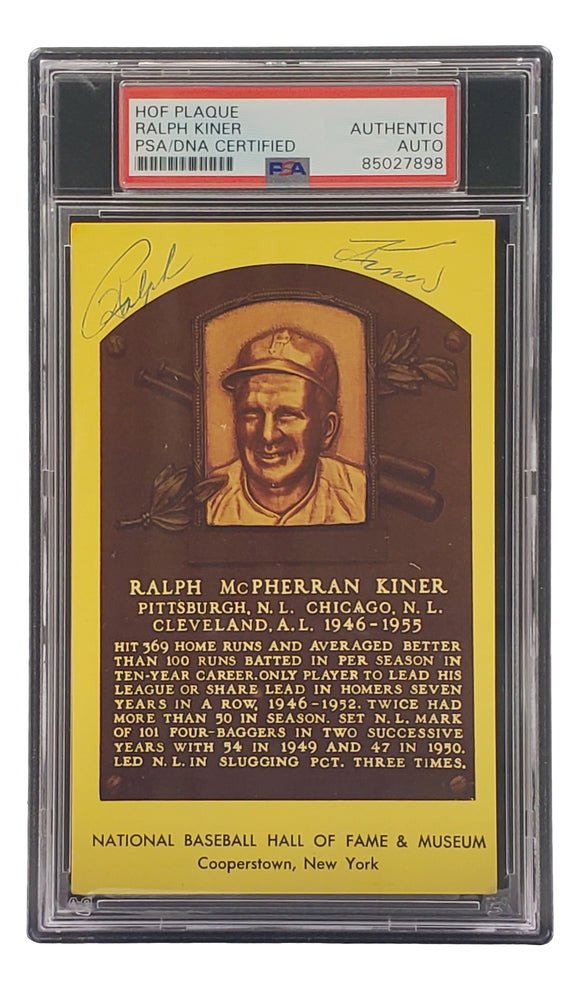 Ralph Kiner Signed 4x6 Pittsburgh Pirates HOF Plaque Card PSA/DNA 85027898