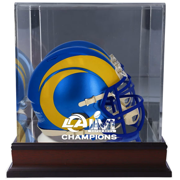 Los Angeles Rams Mahogany SB LVI Champs Helmet Display Case Sports Integrity