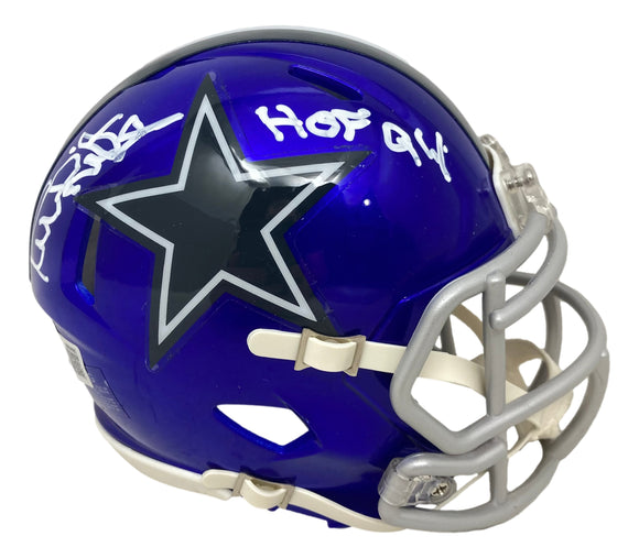 Randy White Signed Dallas Cowboys Flash Mini Speed Helmet HOF 94 BAS
