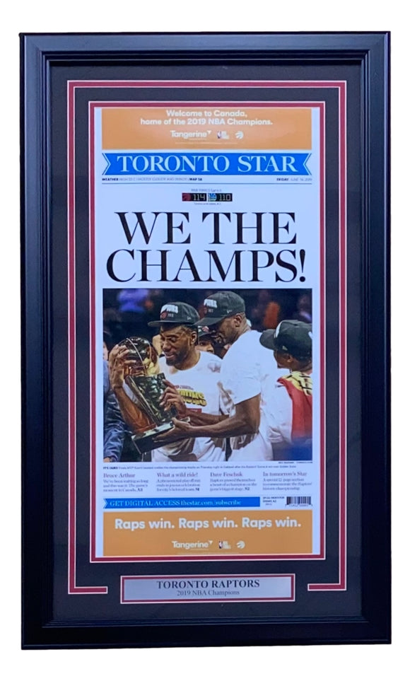 Toronto Raptors Framed 2019 NBA Champions Toronto Star Newspaper Cover Photo Sports Integrity