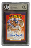A Ray Knight Signed 2022 Topps Archives #72FFRK Mets Trading Card LE/150 by Sports Integrity is shown in a Beckett-authenticated case, featuring his blue autograph across the front as he bats.