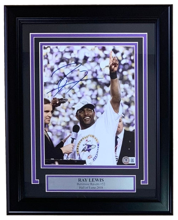 Ray Lewis Signed Framed 8x10 Baltimore Ravens Super Bowl XXXV Photo BAS ITP
