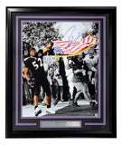 Ray Lewis Signed Framed 16x20 Baltimore Ravens Flag Photo BAS