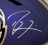 Ray Lewis Signed Baltimore Ravens FS Alternate Purple Replica Speed Helmet BAS
