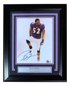 Ray Lewis Signed Framed 8x10 Baltimore Ravens Pre-Game Photo BAS ITP Sports Integrity