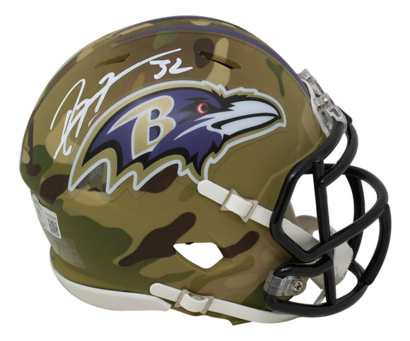 Ray Lewis Signed Baltimore Ravens Mini Speed Replica Camo Helmet BAS ITP Sports Integrity