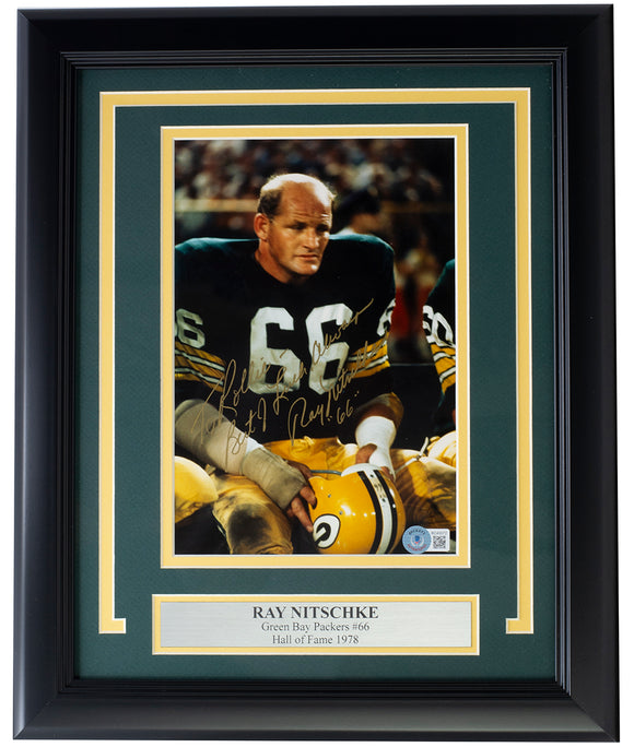 Ray Nitschke Signed Framed 8x10 Green Bay Packers Photo BAS Sports Integrity