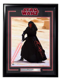 Ray Park Signed Framed 16x20 Star Wars Darth Maul Photo by Sports Integrity features Darth Maul in black robes with a red double-bladed lightsaber, signed boldly in red, with a Star Wars logo and Ray Park/Darth Maul nameplate.