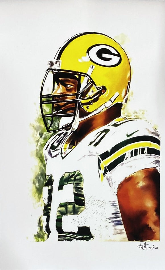 Reggie White 12x18 Green Bay Packers Lithograph Signed By Joshua Barton