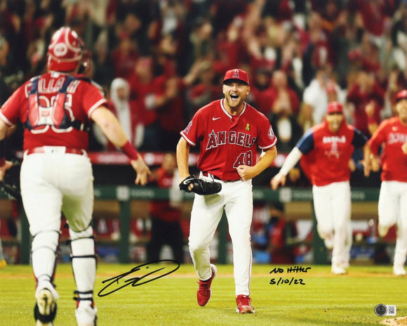 Reid Detmers Signed 16x20 Los Angeles Angels Photo No Hitter 5/10/22 BAS