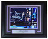 Rhea Ripley Signed Framed 8x10 WWE Photo by Sports Integrity, showing her in black gear with a championship belt and a bold autograph, labeled "Mami" underneath.