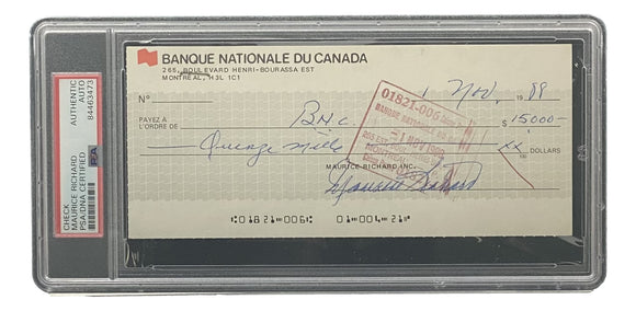 Maurice Richard Signed Montreal Canadiens Personal Bank Check PSA/DNA 84463473 Sports Integrity