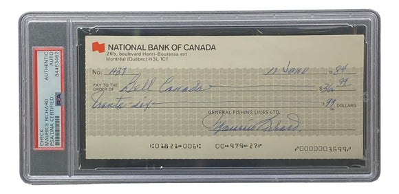 Maurice Richard Signed Montreal Canadiens Personal Bank Check #437 PSA/DNA Sports Integrity