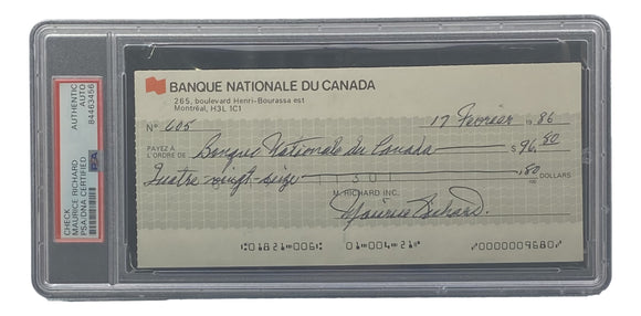 Maurice Richard Signed Montreal Canadiens Personal Bank Check #605 PSA/DNA Sports Integrity