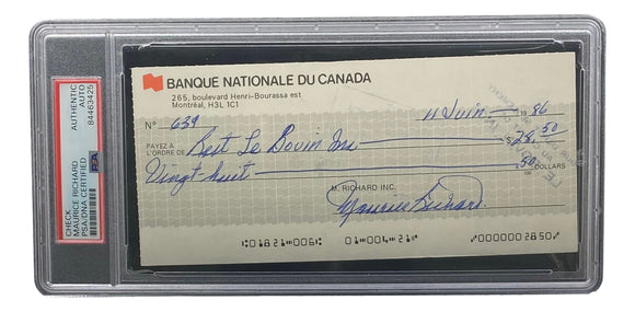 Maurice Richard Signed Montreal Canadiens Personal Bank Check #639 PSA/DNA Sports Integrity