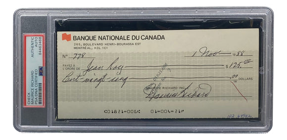 Maurice Richard Signed Montreal Canadiens Personal Bank Check #778 PSA/DNA Sports Integrity