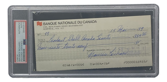 Maurice Richard Signed Montreal Canadiens Personal Bank Check #89 PSA/DNA Sports Integrity