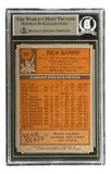 A Rick Barry signed 1978/79 Topps #60 Warriors trading card by Sports Integrity, graded and authenticated by BAS, featuring his stats, bio, and highlights on the back. HOF 1987.