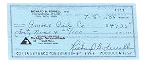 Rick Ferrell Boston Red Sox Signed Personal Bank Check #1111 BAS Sports Integrity