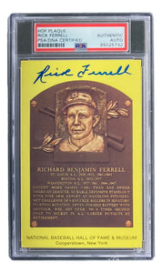 Rick Ferrell Signed 4x6 Boston Red Sox HOF Plaque Card PSA/DNA 85025732 Sports Integrity