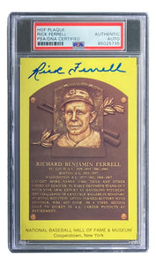 Rick Ferrell Signed 4x6 Boston Red Sox HOF Plaque Card PSA/DNA 85025735 Sports Integrity