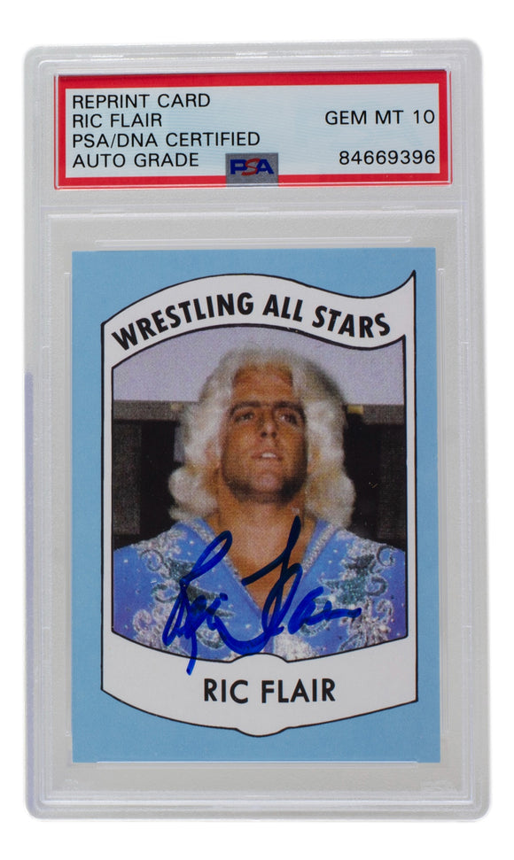 Ric Flair Signed RP 1982 Wrestling All Stars Card #27 PSA DNA Auto Gem Mint 10