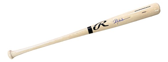 Rickey Henderson A's Signed Tan Rawlings Adirondack Baseball Bat BAS ITP Sports Integrity