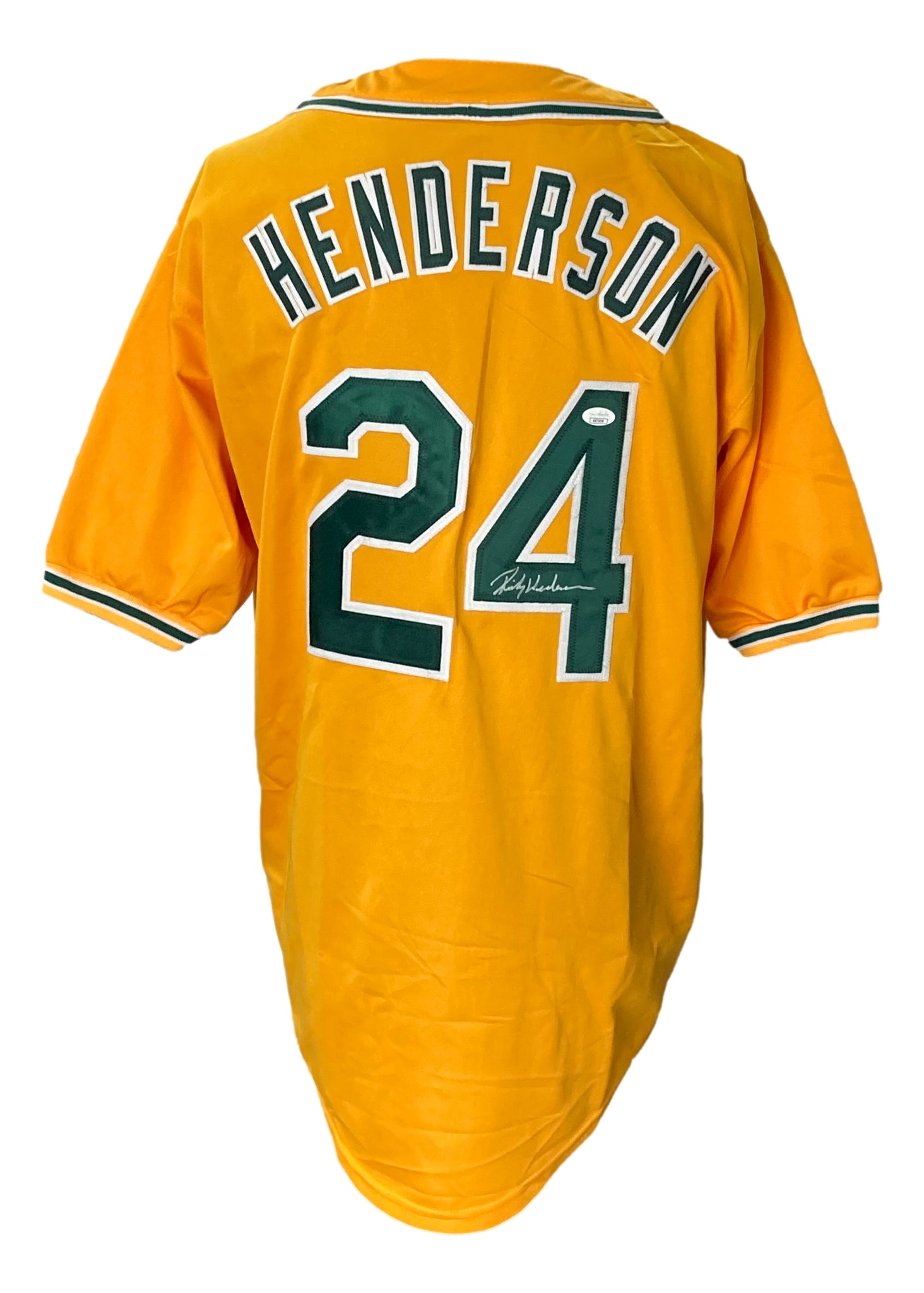 Rickey Henderson Signed Custom Yellow Pro-Style Baseball Jersey