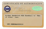 Rickey Henderson Signed Oakland A's MLB Baseball Man Of Steal Inscribed Steiner Sports Integrity