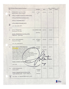 Ricky Martin Signed 1999 Billboard Music Awards Document BAS