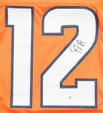 RJ Harvey Denver Signed Orange Pro-Cut Football Jersey JSA QR Hologram
