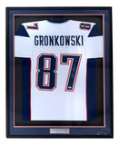 Rob Gronkowski New England Signed Framed White Football Jersey PSA/DNA Hologram