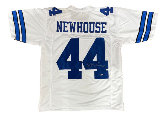 Robert Newhouse Dallas Signed White Football Jersey BAS