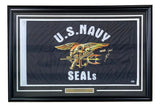Robert O'Neill Signed Framed Navy Seals Flag Never Quit Inscribed PSA Hologram