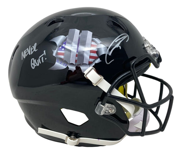 Robert O'Neill Signed Twin Towers Full Size Authentic Helmet Never Quit PSA