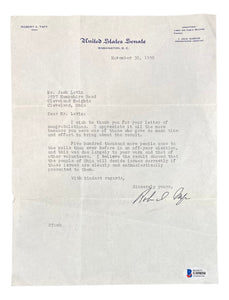 Senator Robert A Taft Signed Letter BAS U09850