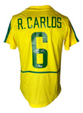Roberto Carlos Signed Brazil Yellow Nike Medium Soccer Jersey BAS
