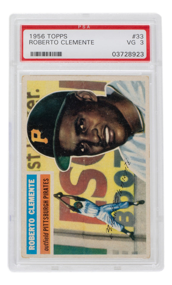 Roberto Clemente 1956 Topps Pittsburgh Pirates Baseball Card #33 PSA/DNA VG 3 Sports Integrity