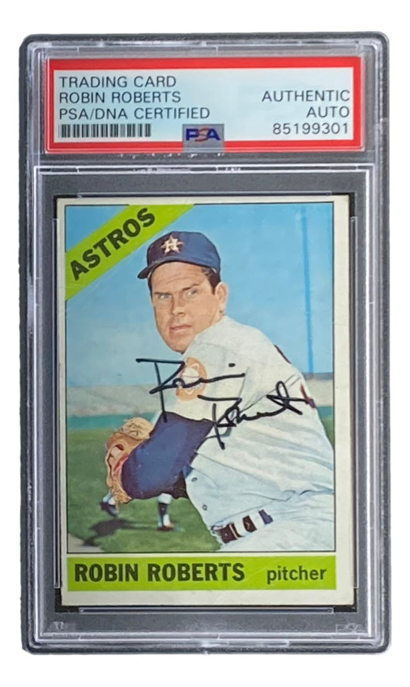 Robin Roberts Signed 1966 Topps #530 Houston Astros Trading Card PSA/DNA