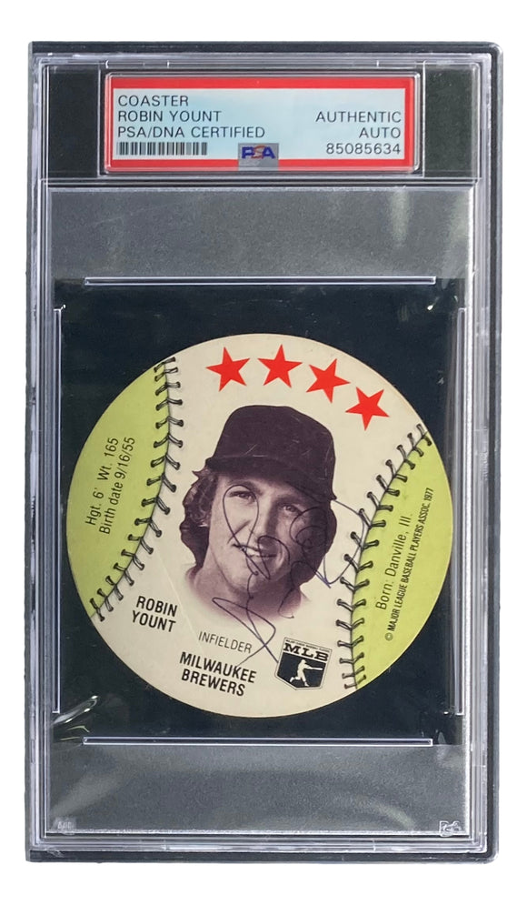 Robin Yount Signed 1977 MSA Milwaukee Brewers Disc Card PSA/DNA Sports Integrity