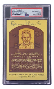 Robin Roberts Signed 4x6 Philadelhia Phillies HOF Plaque Card PSA/DNA 85027818 Sports Integrity
