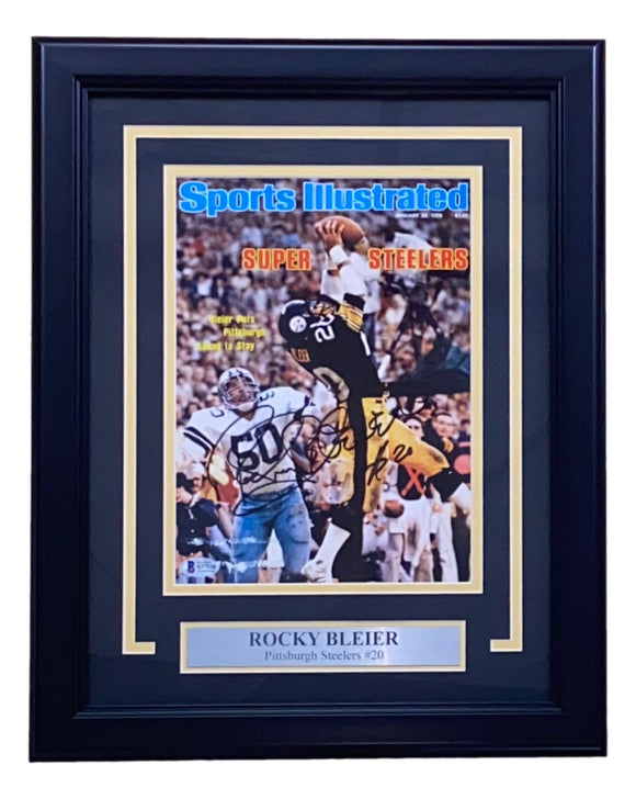 Rocky Bleier Signed Framed Pittsburgh Steelers Magazine Page BAS Sports Integrity