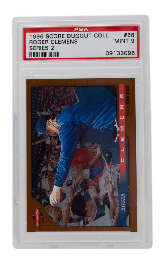 Roger Clemens 1996 Score Dugout #58 Boston Red Sox Baseball Card PSA/DNA Mint 9