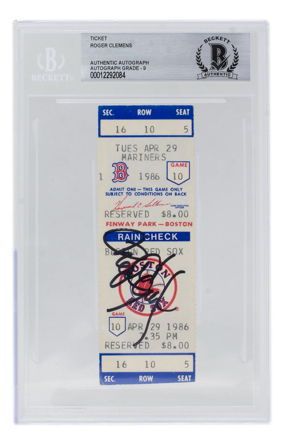 Roger Clemens Signed Red Sox April 29th 1986 20K Game Ticket PSA Auto 9