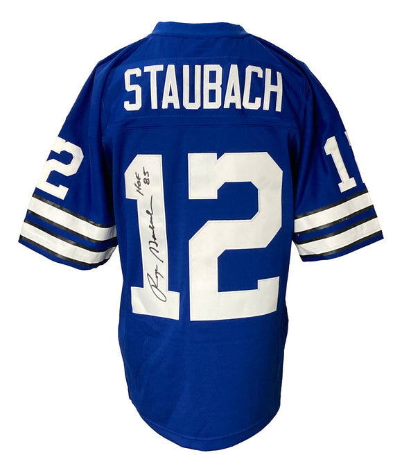 Roger Staubach Signed Cowboys Mitchell & Ness NFL Legacy Jersey HOF 85 BAS ITP