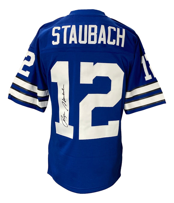 Roger Staubach Signed Dallas Cowboys Mitchell & Ness NFL Legacy M Jersey BAS ITP Sports Integrity