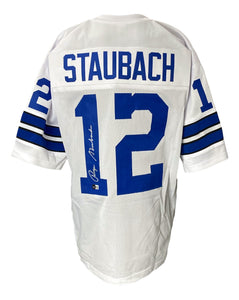Roger Staubach Signed Custom White Pro-Style Football Jersey BAS ITP Sports Integrity